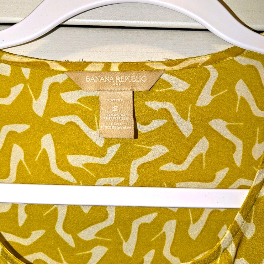 Banana Republic Long Sleeve Top Blouse Green Two Pockets Boho Retro Women's Sm - Picture 5 of 7